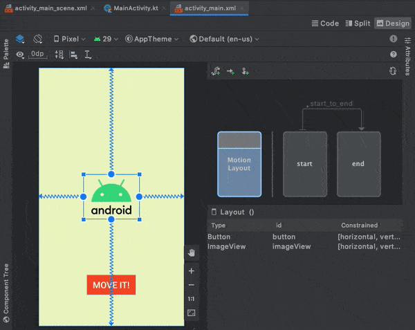 Google Android Studio  released with a new Motion editor -