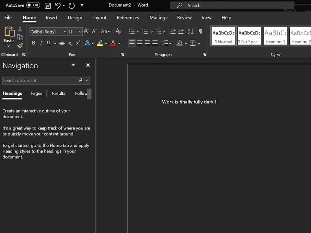 Microsoft Office Word desktop will soon support 100% dark mode