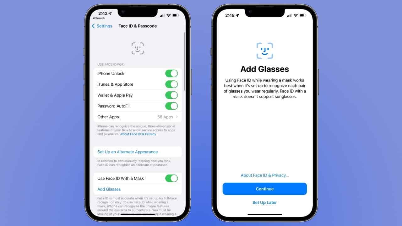 How to use an iPhone Face ID while wearing a mask or glasses