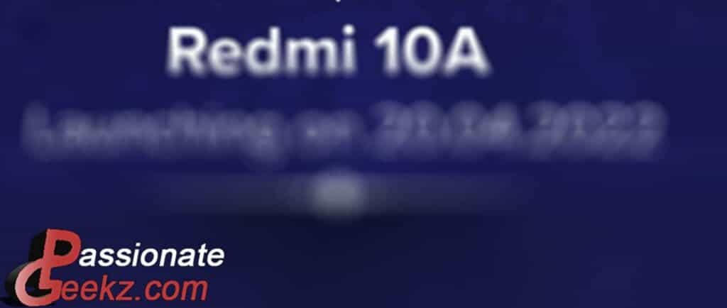 Redmi 10A India launch date