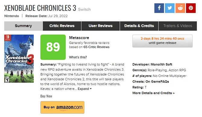 REACTING TO THE XENOBLADE 3 REVIEWS AND METACRITIC! 