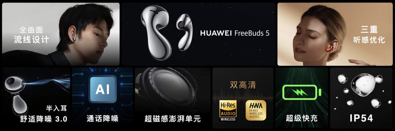 Original HUAWEI FreeBuds 5i Wireless Headphones In-ear Hi-Res Noise Smart  Audio