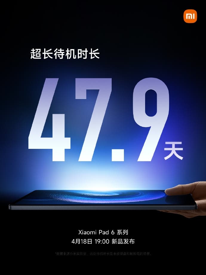 Xiaomi Pad 6 Pro monstrous battery offers over 45 days of standby time 
