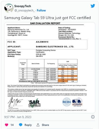 Samsung Galaxy Tab S9 Ultra makes it past FCC, more details of the