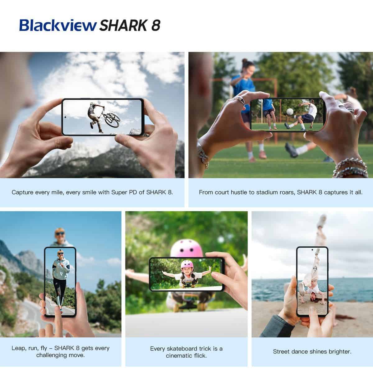 Cheap Blackview SHARK 8 Smartphone Android13 G99 Mobile Phone 6.78'' 120Hz  2.4K Display 8GB 256GB 64MP Cell Phone