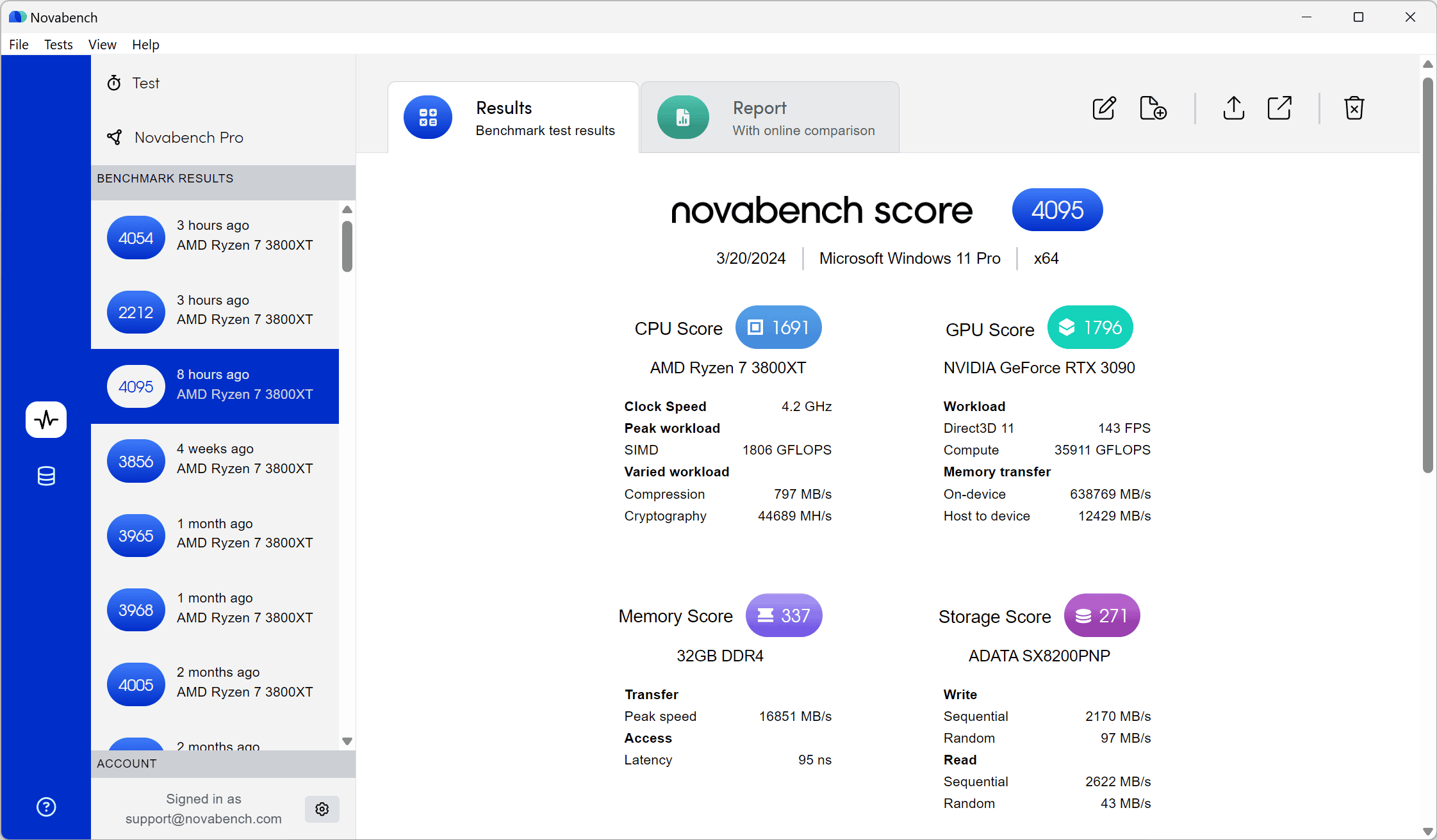 Novabench benchmarking