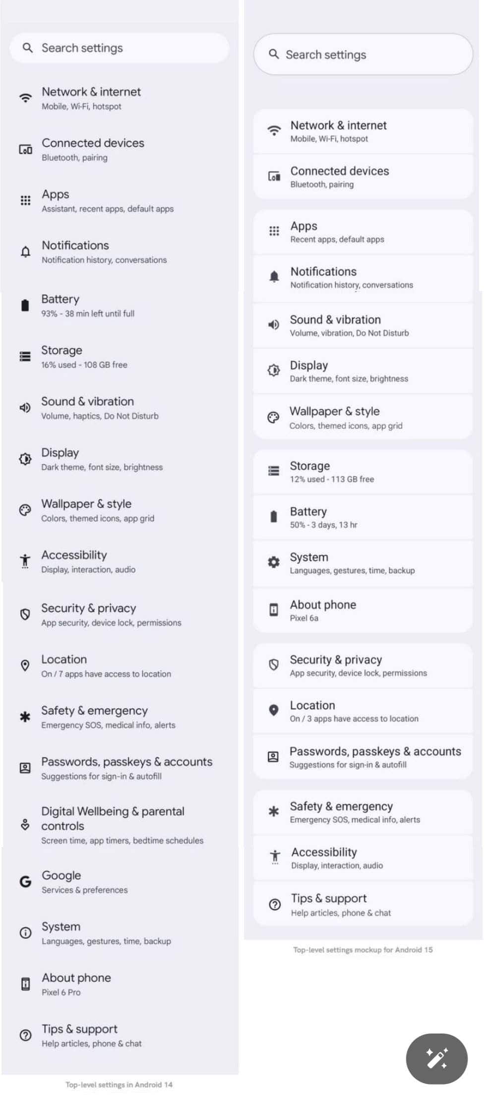android 15 settings update