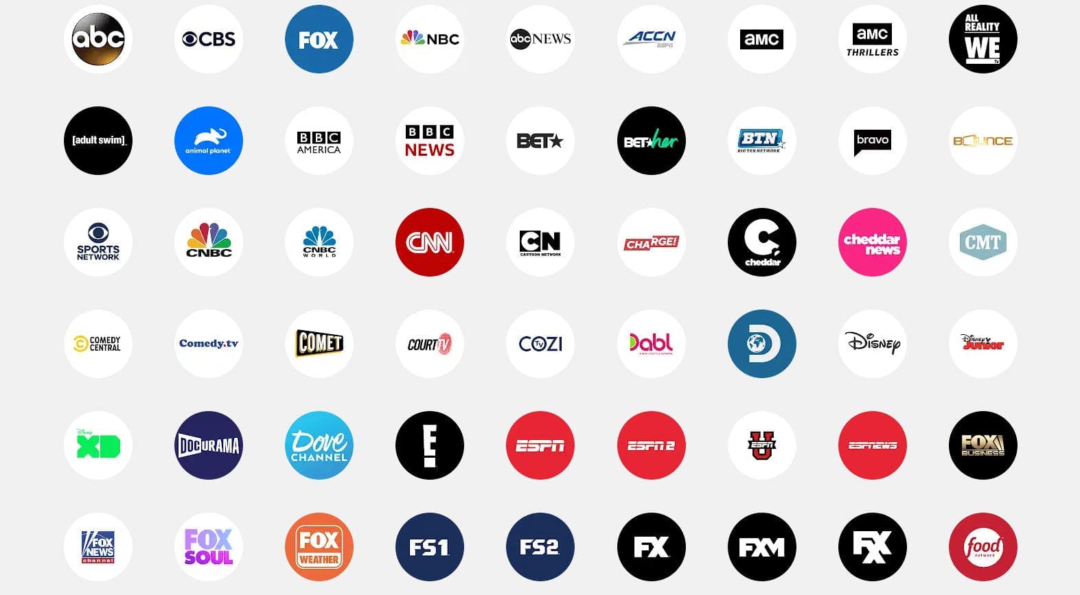 YouTube TV channels