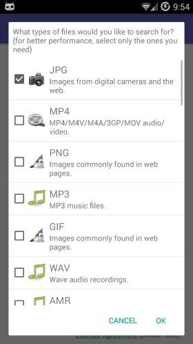 scan options for files