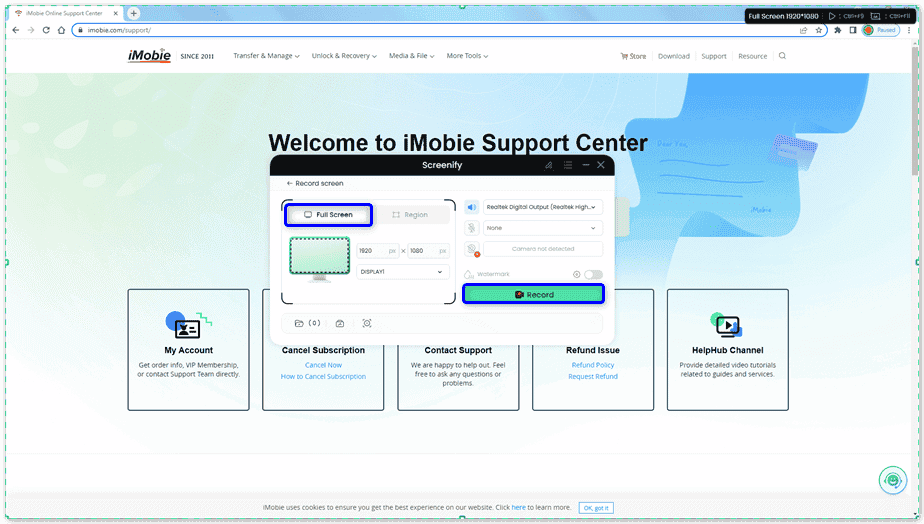 Configure and start recording