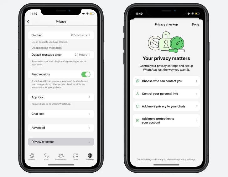 WhatsApp privacy checkup