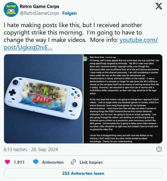 Nintendo emulation crackdown on YouTube Creators