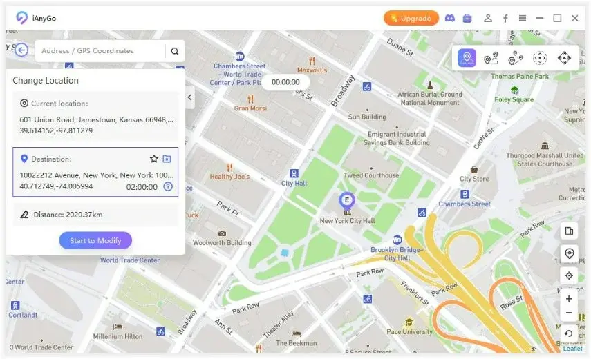 Press start modify to fake location